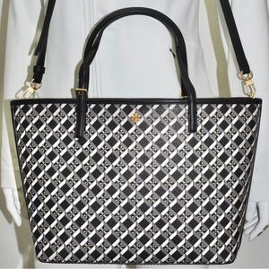 TORY BURCH Crossbody/ Tote Bag Geo Logo Zip Closure